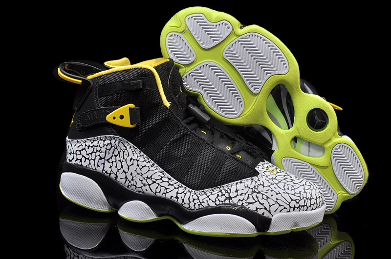 Fashion Air Jordan 6 Rings Mens Temporal Rift White / Black